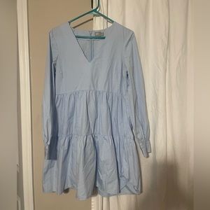 Blue Long Sleeve Babydoll dress